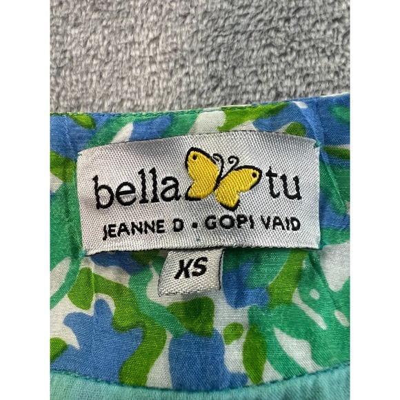 Bella Tu Shift Dress Womens XL Blue Green Floral Beaded Lightweigth Lined Resort - Picture 10 of 14